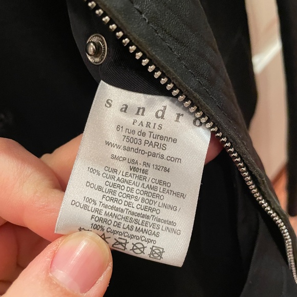 Black Sandro Paris Leather Jacket ,  US 4 - Picture 6 of 13